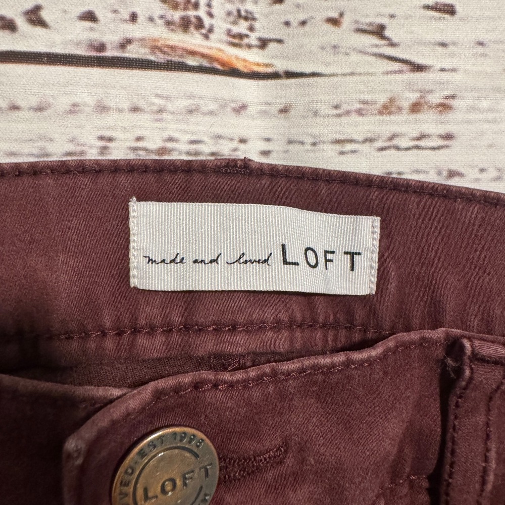 Ann Taylor Loft Curvy Straight Stretch Pants Maroon Women's Size 10 (Fits 32x23) - Picture 4 of 12